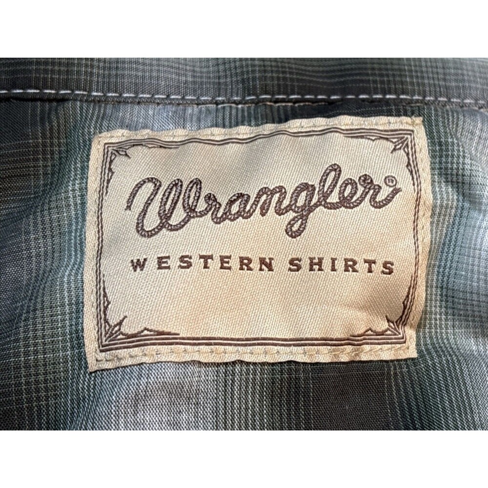 Wrangler Western Pearl Snap Long Sleeve Green/Gray/White Plaid Shirt 3XL NEW